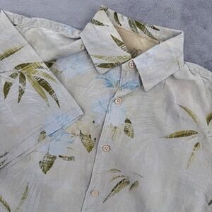 Tommy Bahama Mens 100% Silk Tropical Bamboo Hibiscus Print Button Down Size M